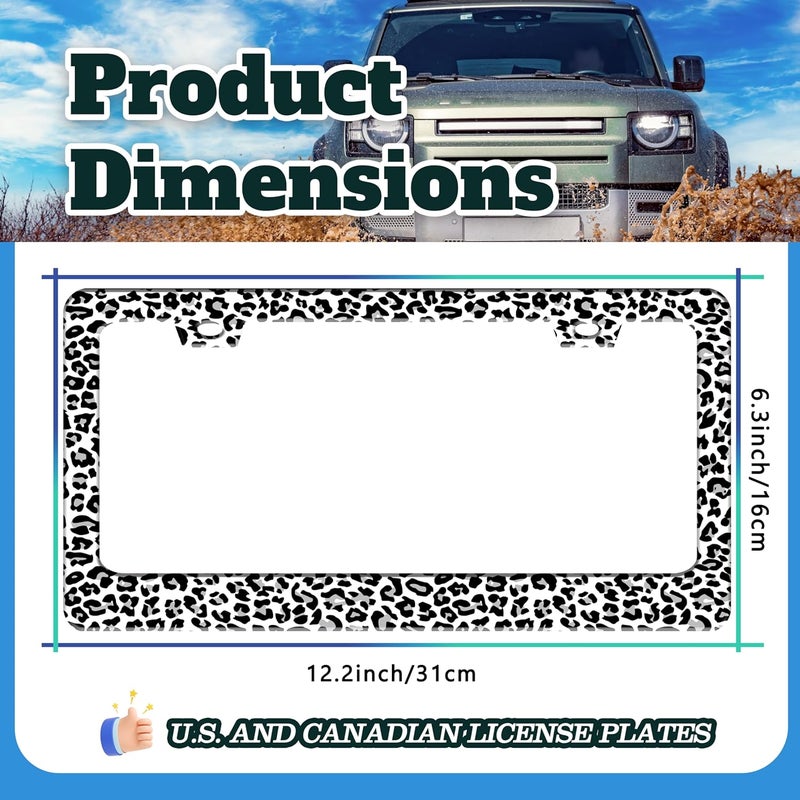 TINALUIN Leopard Print License Plate Frame Skin Texture Pattern Stainless Steel License Plate Holder for Front or Rear Car Tags Funny for Car Decoration Accessories with Screws 6.3 X 12.2 in for Women Men - Image 3